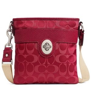 Coach purse  Python Pink Signature Jacquard Lizard Leather Trim Bag 43457